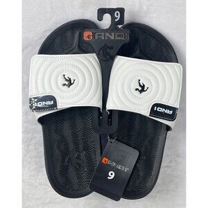 AND1 Busain Men's Slide Sandal Adjustable White Black Blue Size 9 NEW